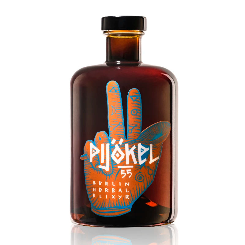 Produktansicht: PIJÖKEL 0,5 l Flasche mit ikonischem Design – Berliner Manufaktur-Kräuterlikör mit 40 % vol.