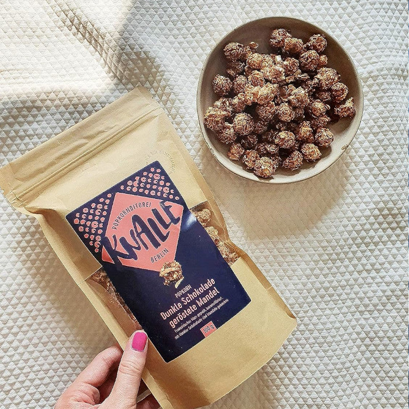 Knalle Popcorn Dunkle Schokolade geröstete Mandel 100g