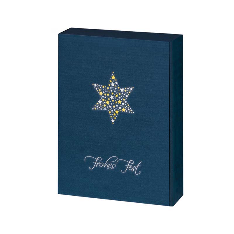 Geschenkkarton für 3 Flaschen Stern dunkelblau