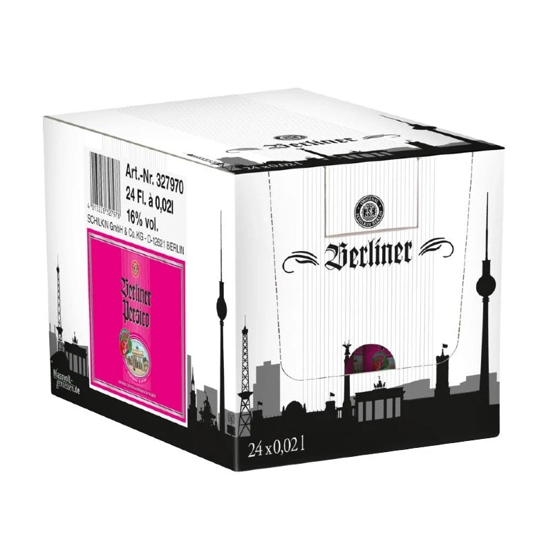 Schilkin Persiko 24×0,02 l im Karton, Berliner Sauerkirschlikör in Mini-Fläschchen mit Mandelnote und 16 % vol., ideal für Partys, Events & Präsentkörbe