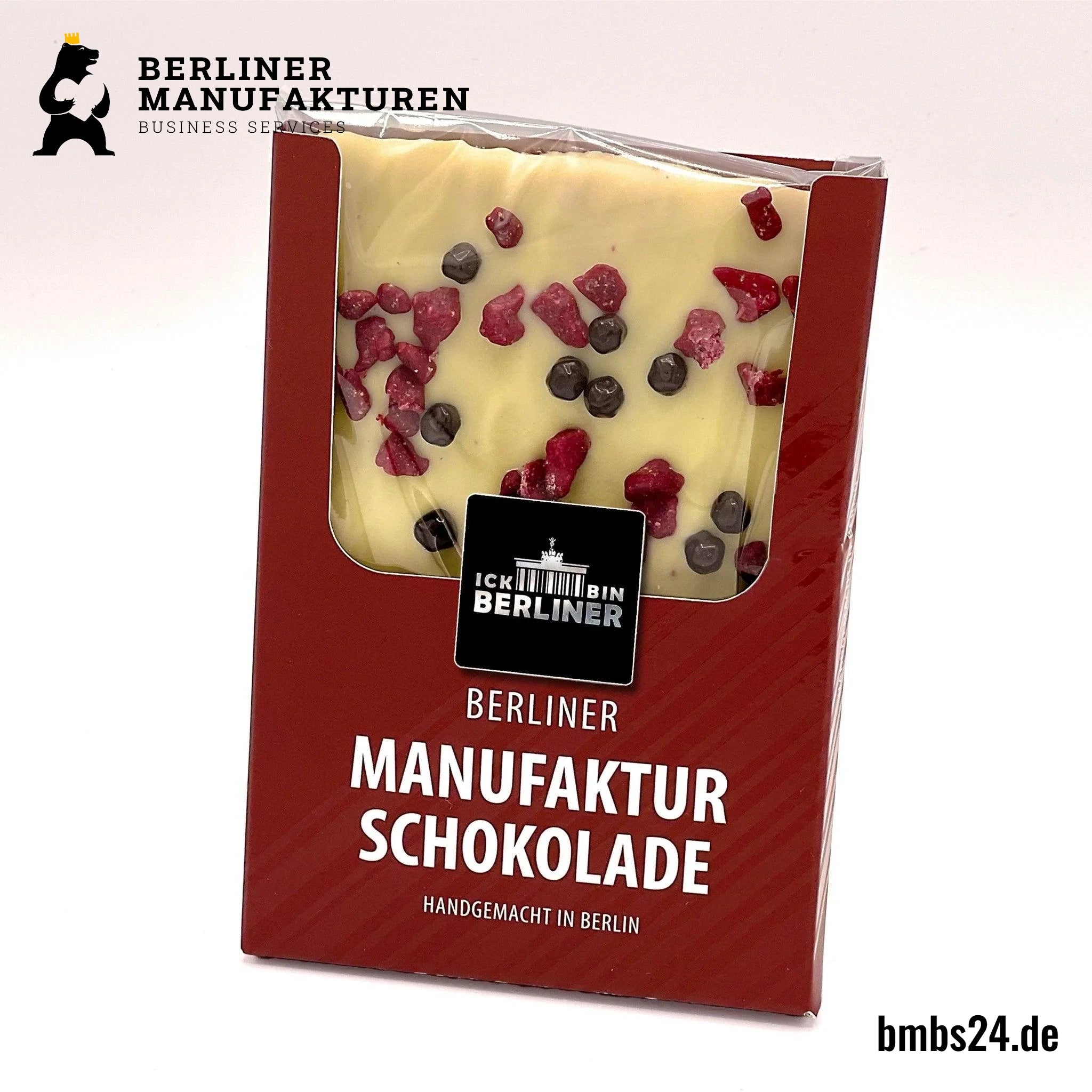 Watermarked - Ick bin Berliner Manufakturschokolade weiß Himbeer Schoko 75g